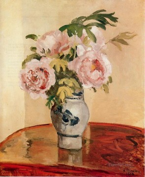 フラワーズ Painting - ピンクの牡丹 1873年 カミーユ・ピサロ 印象派の花